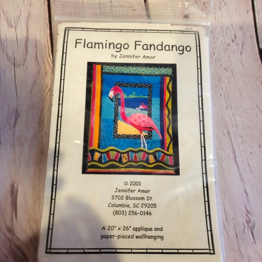 Flamingo Fandango Applique and Paper-Pieced Wallhanging Quilt Pattern 20” x 26”
